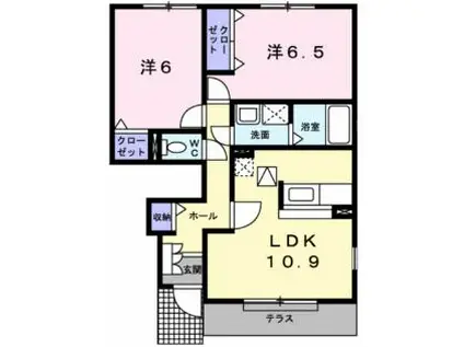 緑爽館II(2LDK/1階)の間取り写真