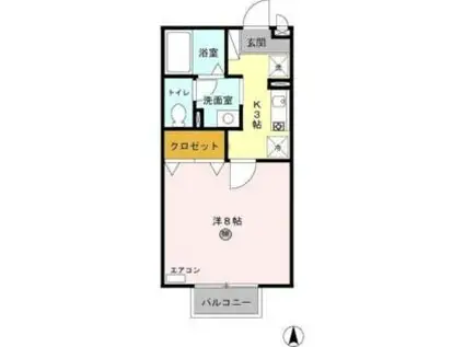 JR紀勢本線 黒江駅 徒歩5分 2階建 築22年(1K/2階)の間取り写真