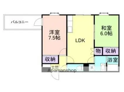 和歌山電鐵貴志川線 田中口駅 徒歩5分 9階建 築29年(2LDK/7階)の間取り写真