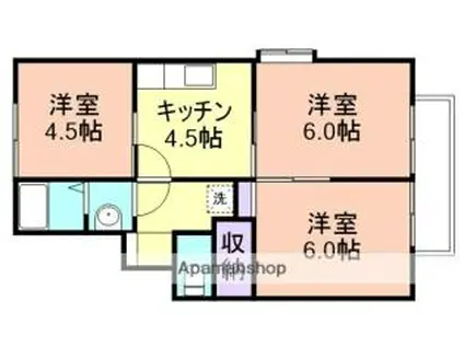 南海和歌山港線 和歌山港駅 徒歩24分 2階建 築39年(3DK/2階)の間取り写真