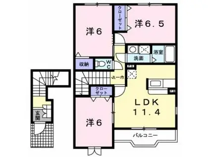 キャトル・セゾンIII(3LDK/2階)の間取り写真