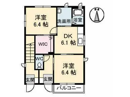 シャーメゾンU C棟(2DK/1階)の間取り写真