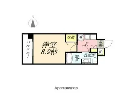 ルラシオン岡山野田屋町(1K/3階)の間取り写真