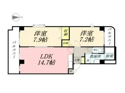 サンセリテITANO B棟(2LDK/3階)の間取り写真