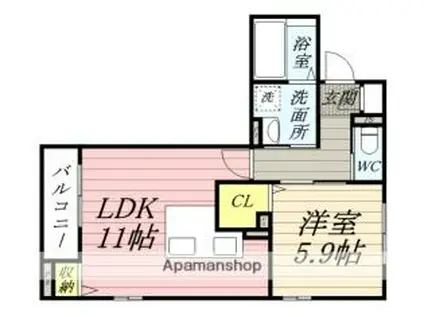 RIAN伊福町(1LDK/1階)の間取り写真