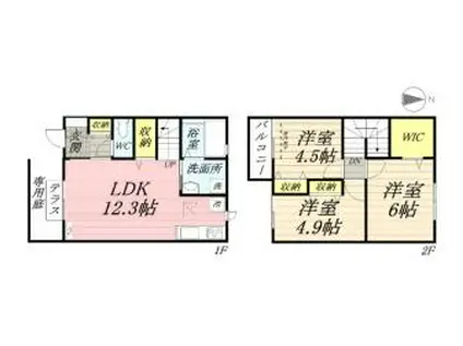 ノースパークI(3LDK/1階)の間取り写真