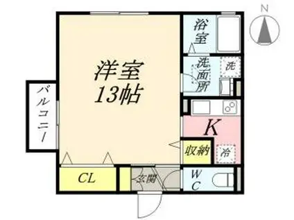 KI HOUSE B棟(ワンルーム/1階)の間取り写真