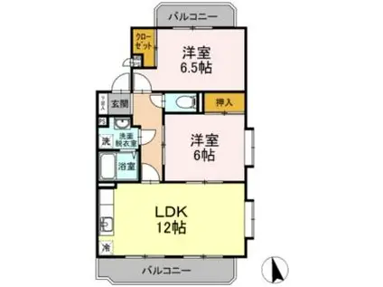 サンハイムマンション(2LDK/2階)の間取り写真