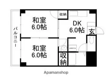 グランディール門田屋敷(2DK/4階)の間取り写真