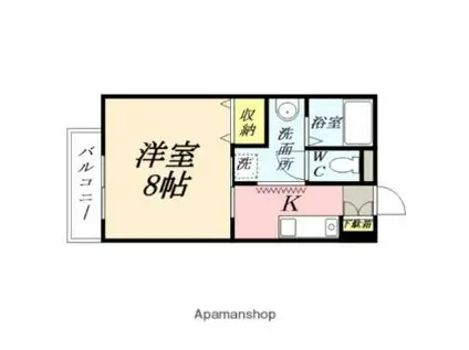 岡山電気軌道東山本線 東山・おかでんミュージアム駅駅 徒歩10分 4階建 築26年(1K/4階)の間取り写真