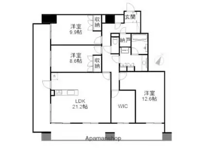 LA MIA CASA(3LDK/11階)の間取り写真