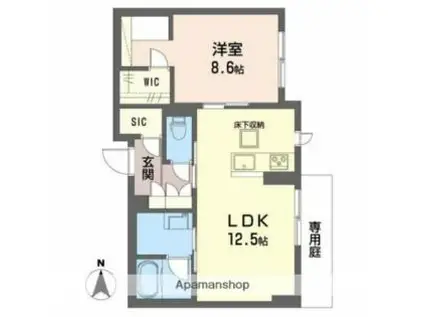 JR津山線 法界院駅 徒歩8分 3階建 新築(1LDK/1階)の間取り写真