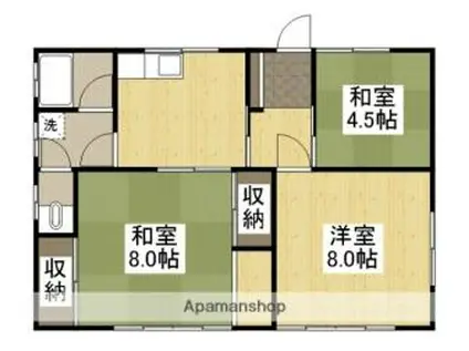 岡山電気軌道清輝橋線 清輝橋駅 徒歩59分 1階建 築46年(3K)の間取り写真