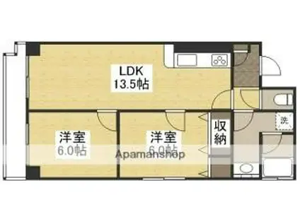 成広京町マンション(2LDK/3階)の間取り写真