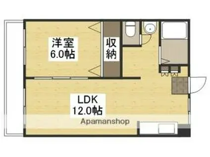 西川コーポ(1LDK/6階)の間取り写真