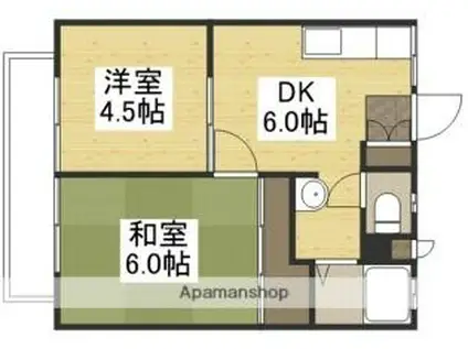 ロジュマン大窪(2DK/2階)の間取り写真