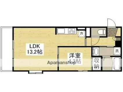 アリビオ富田(1LDK/2階)の間取り写真