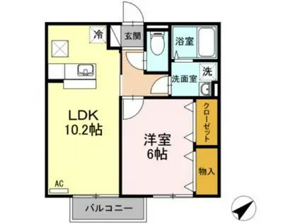 ウィルモア(1LDK/1階)の間取り写真