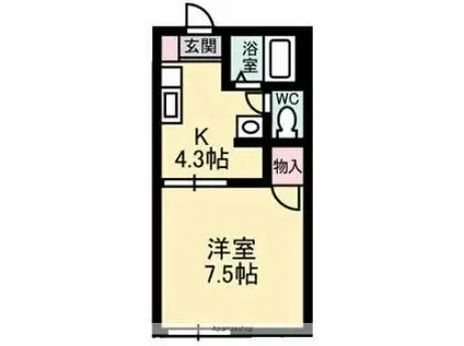 JR山陽本線 庭瀬駅 徒歩4分 2階建 築31年(1K/1階)の間取り写真