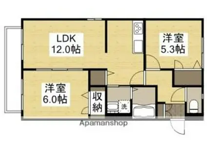 JR山陽本線 万富駅 徒歩75分 2階建 築16年(2LDK/1階)の間取り写真