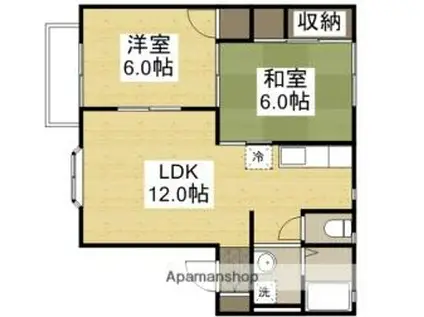 JR吉備線 備前三門駅 徒歩24分 2階建 築30年(2LDK/2階)の間取り写真