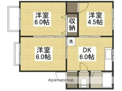 門田屋敷ハウス(3DK/2階)の間取り写真