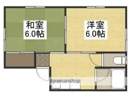 JR津山線 備前原駅 徒歩10分 2階建 築35年(2K/2階)の間取り写真