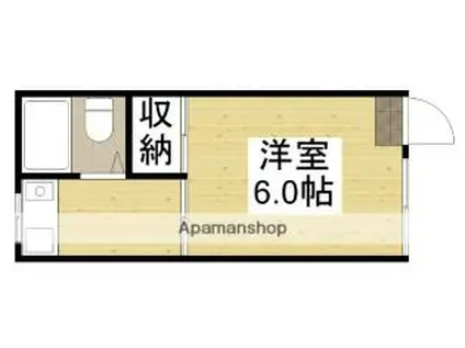 JR津山線 法界院駅 徒歩10分 2階建 築36年(1K/2階)の間取り写真