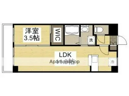 WILLDO岡山駅西口(1LDK/13階)の間取り写真