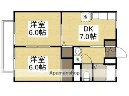 あさひコーポA(2DK/2階)の間取り写真