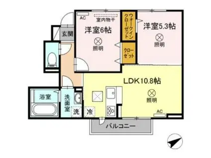 JR山陽本線 瀬戸駅 徒歩51分 2階建 築5年(2LDK/1階)の間取り写真