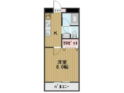 JR宇野線 備中箕島駅 徒歩8分 4階建 築32年(1K/4階)の間取り写真
