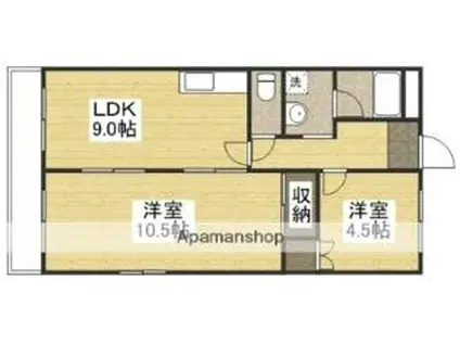 シティハイツ清水(2LDK/4階)の間取り写真