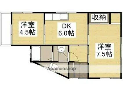田ノ上戸建(2DK/2階)の間取り写真