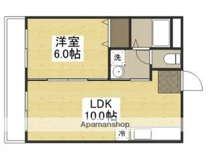 スカイホーク下伊福(1LDK/2階)の間取り写真
