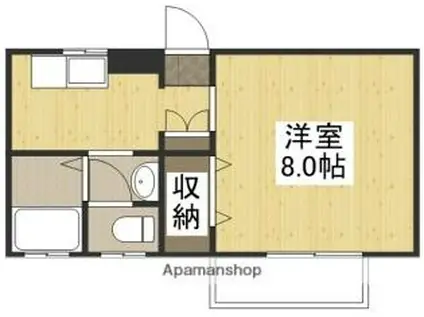ビーライン西富井(ワンルーム/2階)の間取り写真
