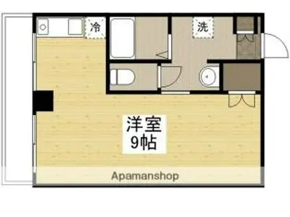 岡山電気軌道東山本線 城下駅(岡山) 徒歩6分 7階建 築29年(ワンルーム/3階)の間取り写真