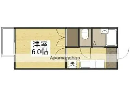 JR宇野線 常山駅 徒歩61分 2階建 築29年(1K/2階)の間取り写真