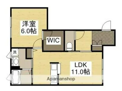 ヴィラーチェ福井(1LDK/1階)の間取り写真