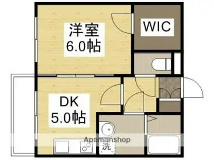 中屋マンション(1DK/1階)の間取り写真