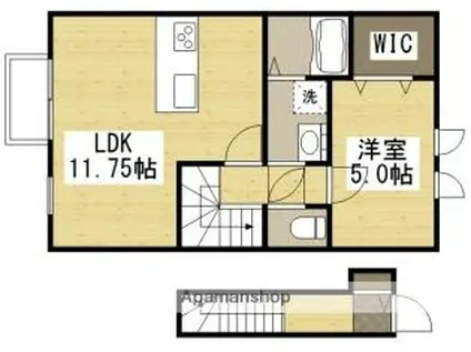 COCO上富井(1LDK/2階)の間取り写真