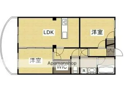 JR津山線 法界院駅 徒歩12分 3階建 築34年(2LDK/1階)の間取り写真