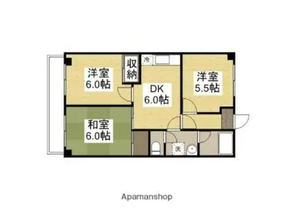 成広京町マンション(3DK/3階)の間取り写真