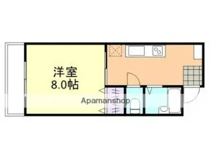 JR山陽本線 倉敷駅 徒歩39分 2階建 築38年(1K/1階)の間取り写真