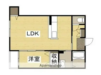 ラ・ヴィータ高屋 六番館(1LDK/2階)の間取り写真