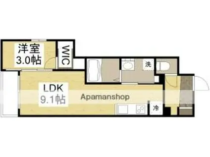 月光 神田町(1LDK/3階)の間取り写真