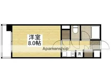 岡山電気軌道東山本線 城下駅(岡山) 徒歩5分 10階建 築25年(1K/6階)の間取り写真