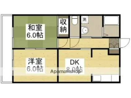 JR宇野線 早島駅 徒歩13分 2階建 築29年(2DK/2階)の間取り写真