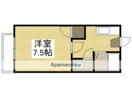JR山陽本線 中庄駅 徒歩21分 2階建 築33年(1K/2階)の間取り写真