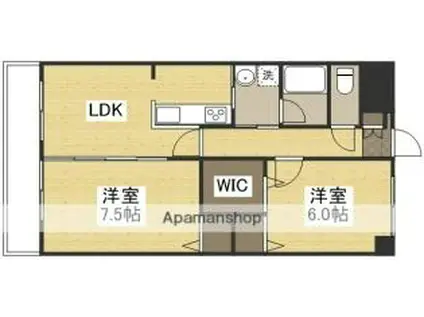 JR宇野線 茶屋町駅 徒歩39分 3階建 築22年(2LDK/2階)の間取り写真